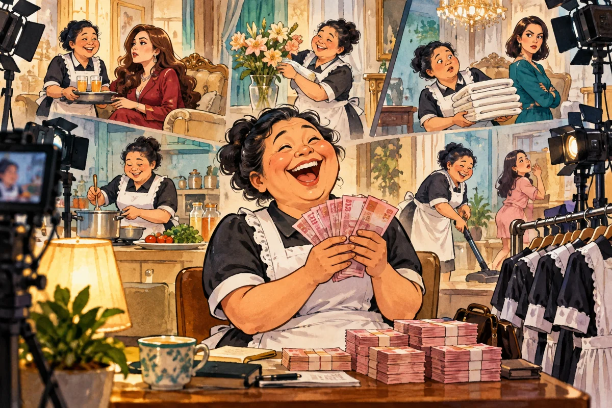 #21 Laris banget tante ini jadi pembantu ya! Yang penting dipakai terus di sinetron dapet bayaran.