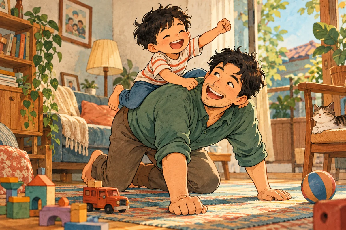 Bermain kuda-kudaan bareng ayah sangat mengasyikkan. Dan mungkin kamu dulu juga melakukan bersama ayahmu.